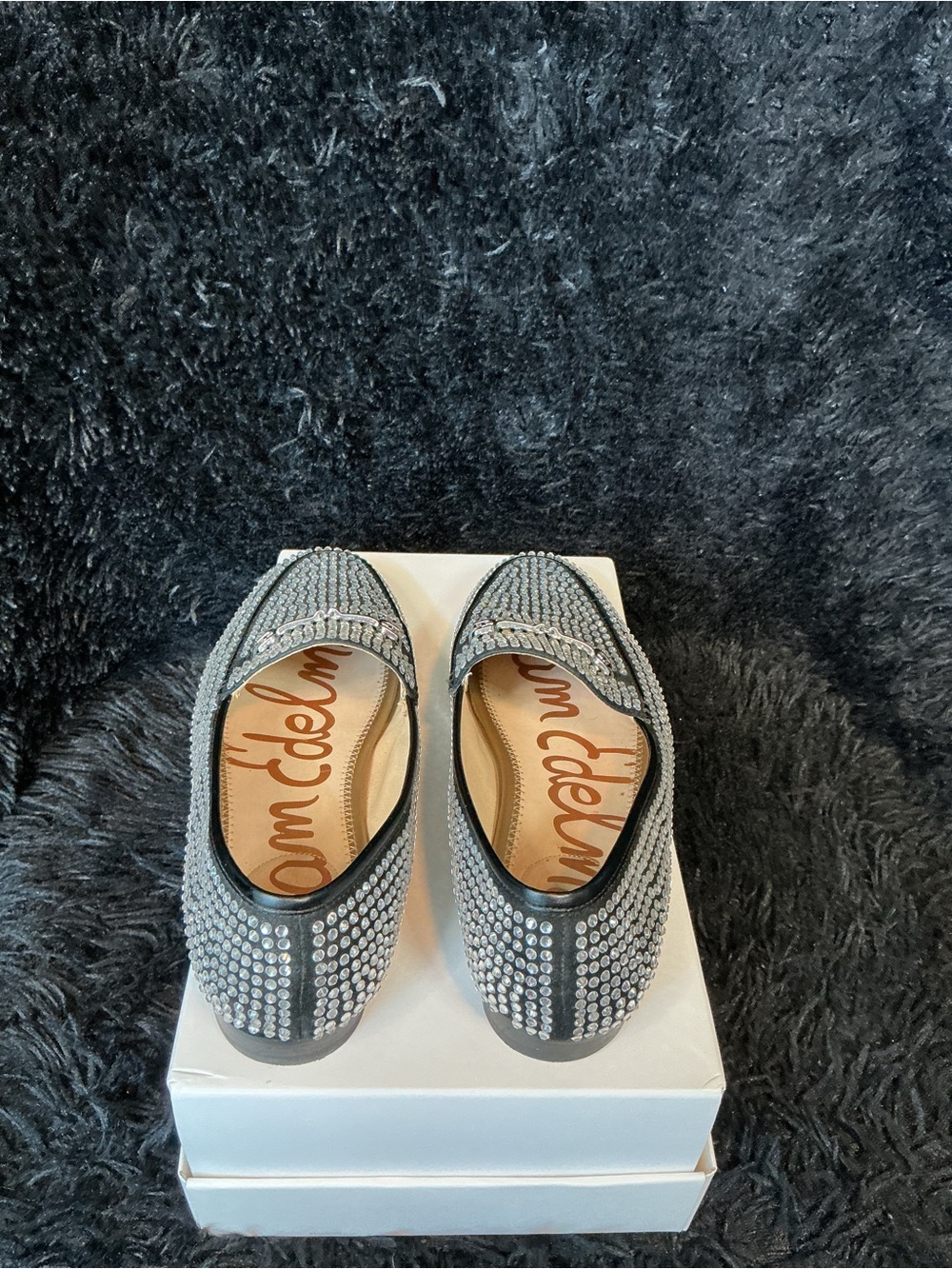 Sam Edelman Black Crystal-Studded Women's Slip-On Loafers - Picture 4 of 6